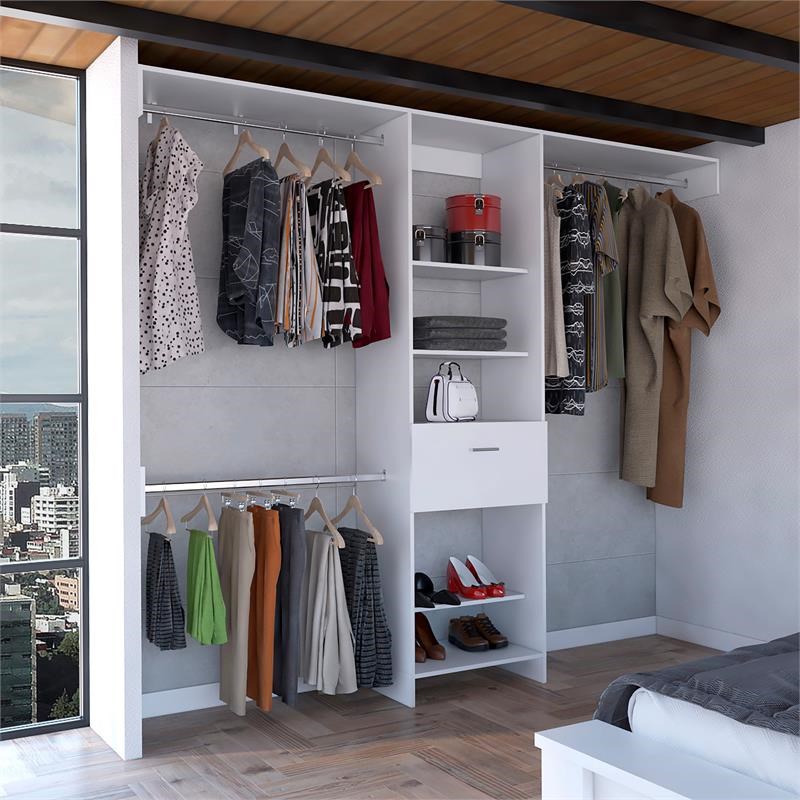 TUHOME Manchester 250 Closet System - White Engineered Wood