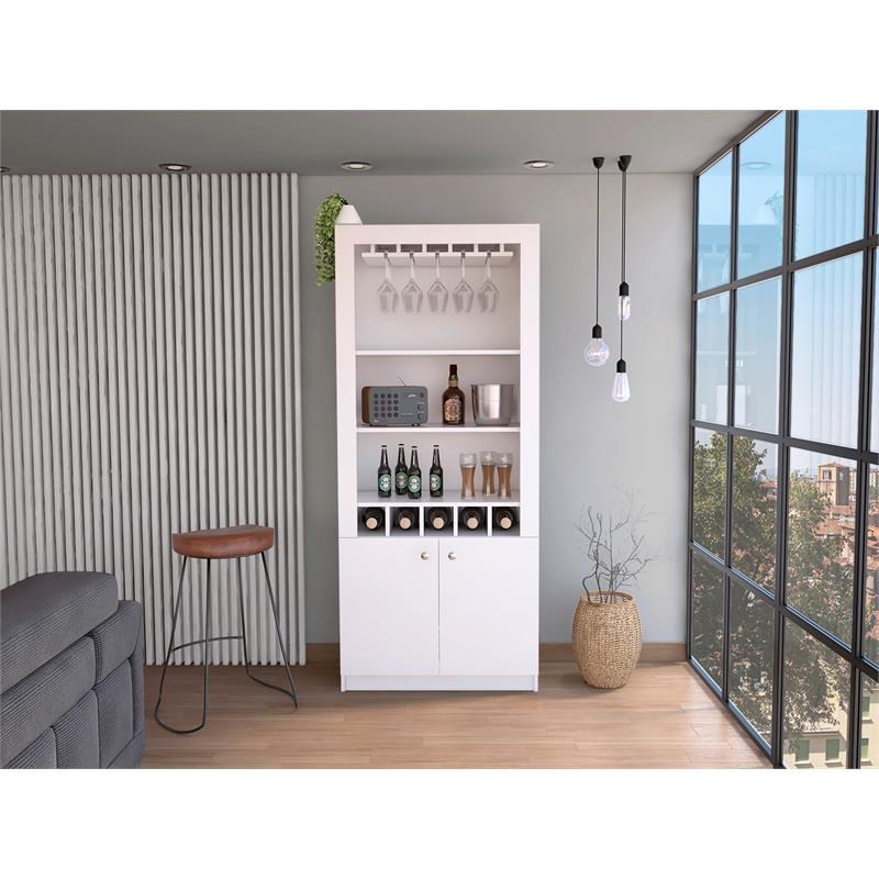 TUHOME Montenegro Bar Cabinet - White  Engineered Wood - For Living Room