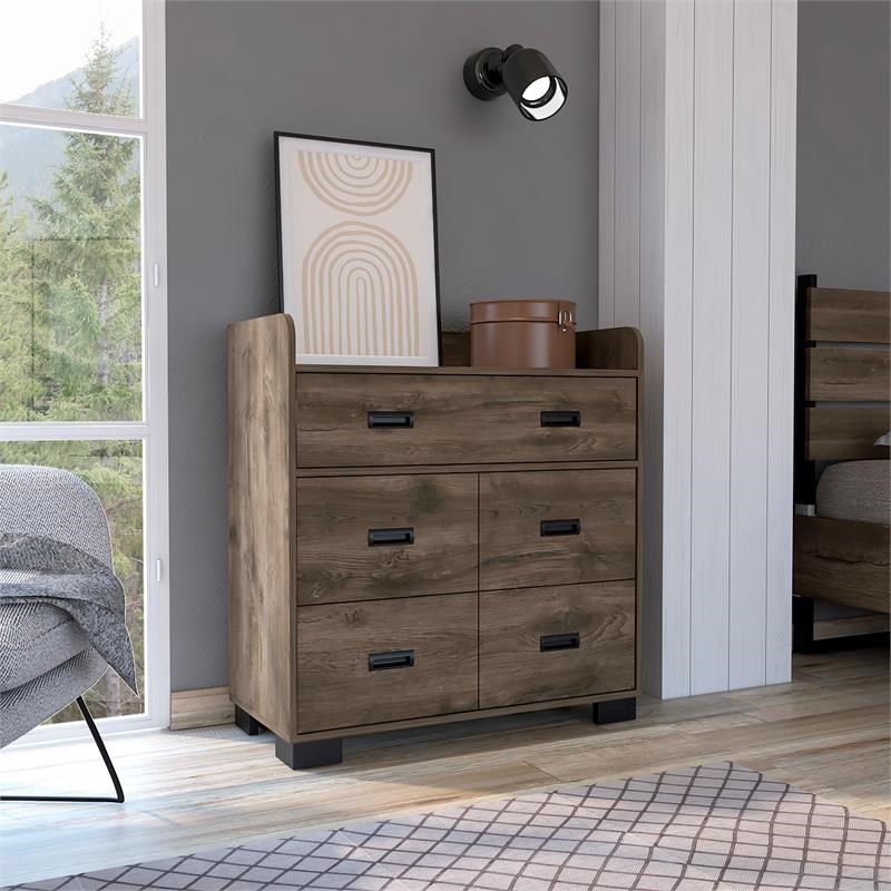 TUHOME Alyn Dresser - Dark Brown Engineered Wood - For Bedroom
