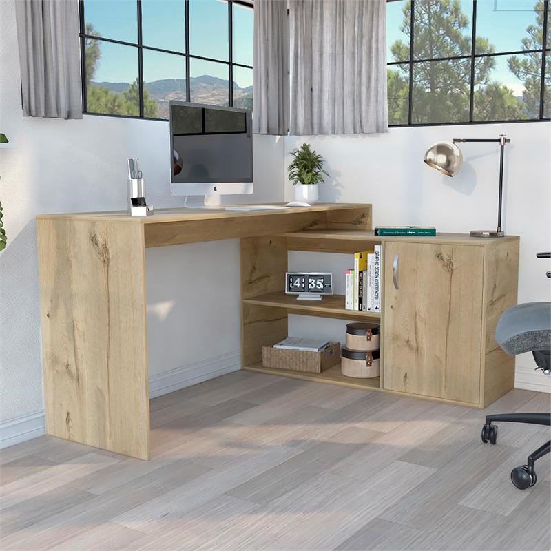 TUHOME Axis Desk - Light Oak  Engineered Wood