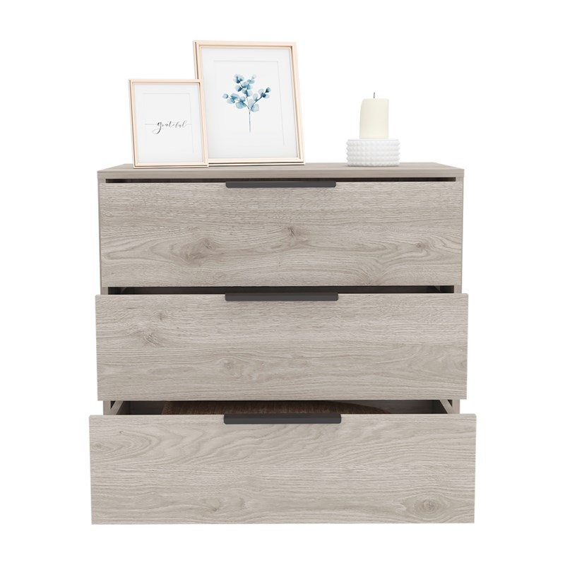 TUHOME Kaia 3 Drawers Dresser - Gray Engineered Wood - For Bedroom