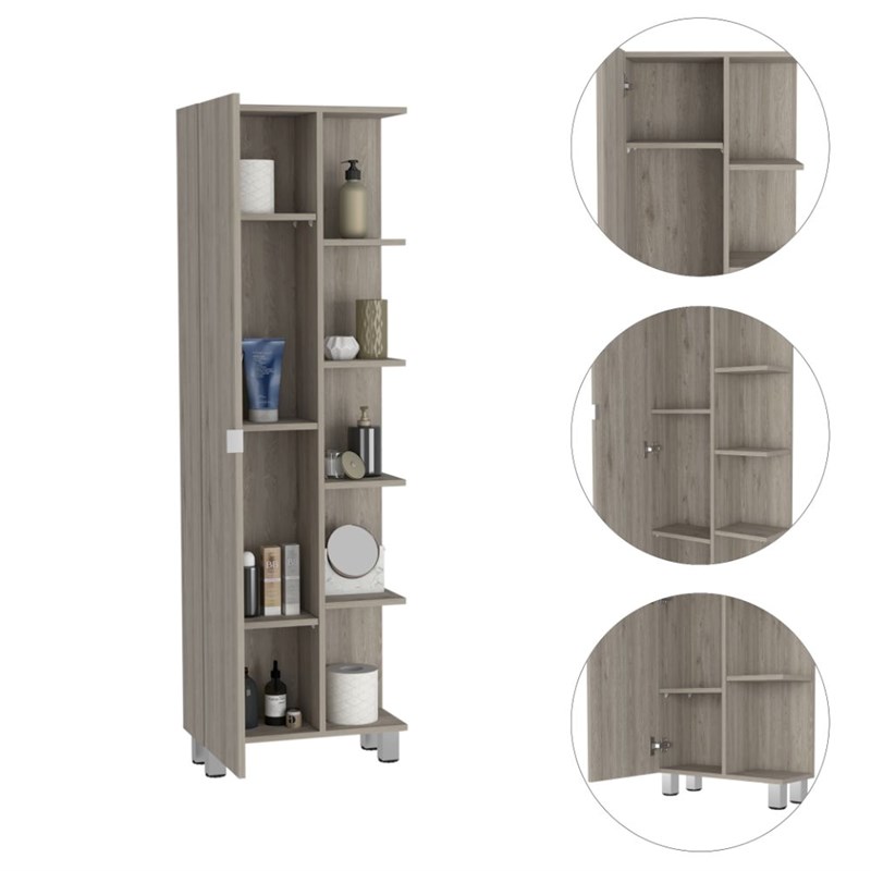 TUHOME Urano Linen Cabinet - Light Gray  Engineered Wood - For Badroom
