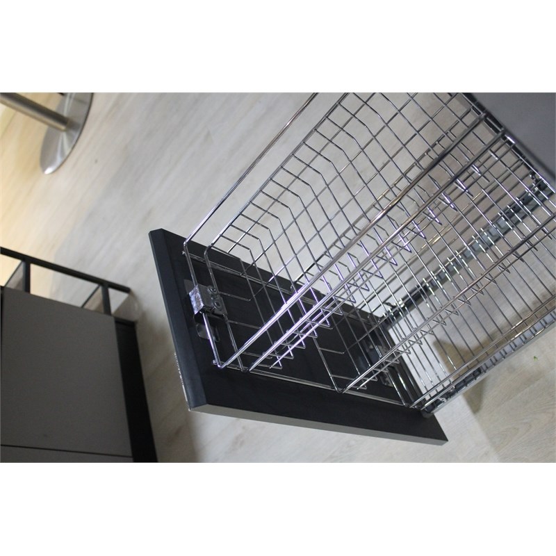 TUHOME silver metal Kitchen Cabinet Pull Out Basket 3 Tier Sliding Organizer