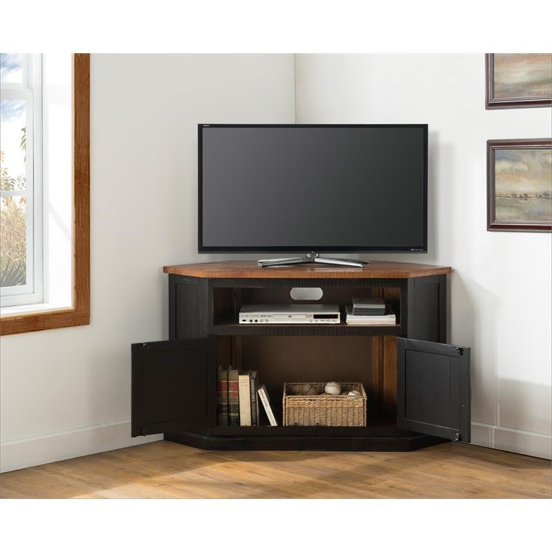 Martin Svensson Home Rustic Corner 50" Wood TV Stand Antique Black and