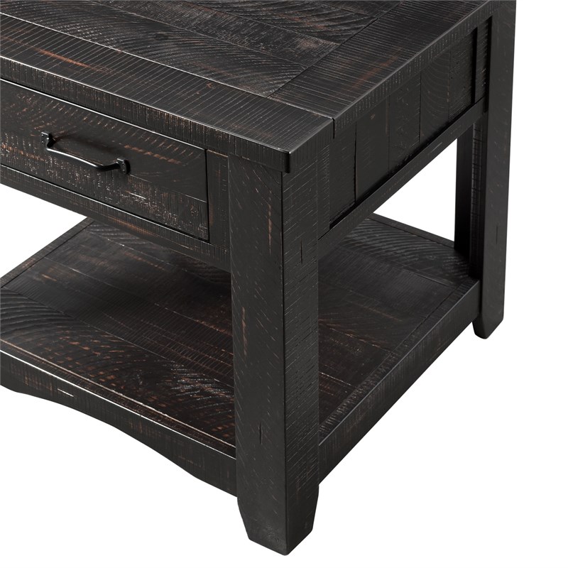 martin svensson home rustic solid wood 1 drawer end table antique black
