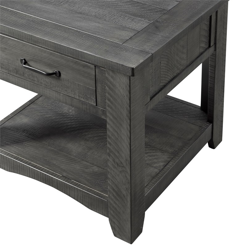 Martin Svensson Home Rustic Solid Wood 1 Drawer End Table Gray Homesquare