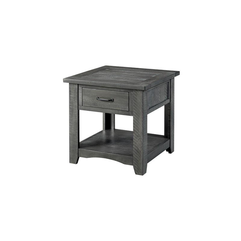 Martin Svensson Home Rustic Solid Wood 1 Drawer End Table Gray Homesquare