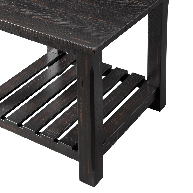 Martin Svensson Barn Door Solid Wood End Table Antique Black | Homesquare