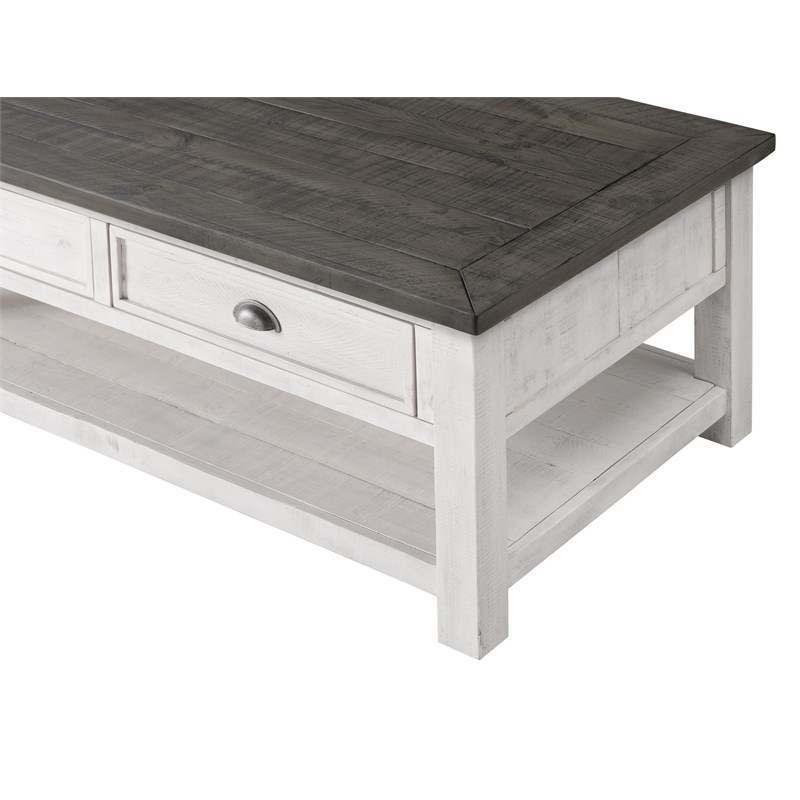 Martin Svensson Home Monterey Solid Wood 2 Drawer Coffee Table White and Gray