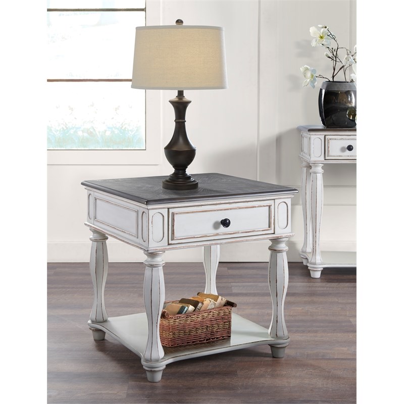 martin svensson home grove hill 1 drawer end table antique white with