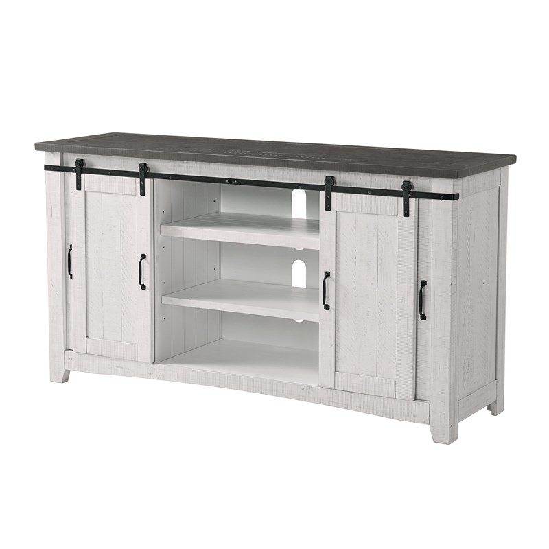 Martin Svensson Home Hampton Solid Wood TV Stand White Stain with Grey