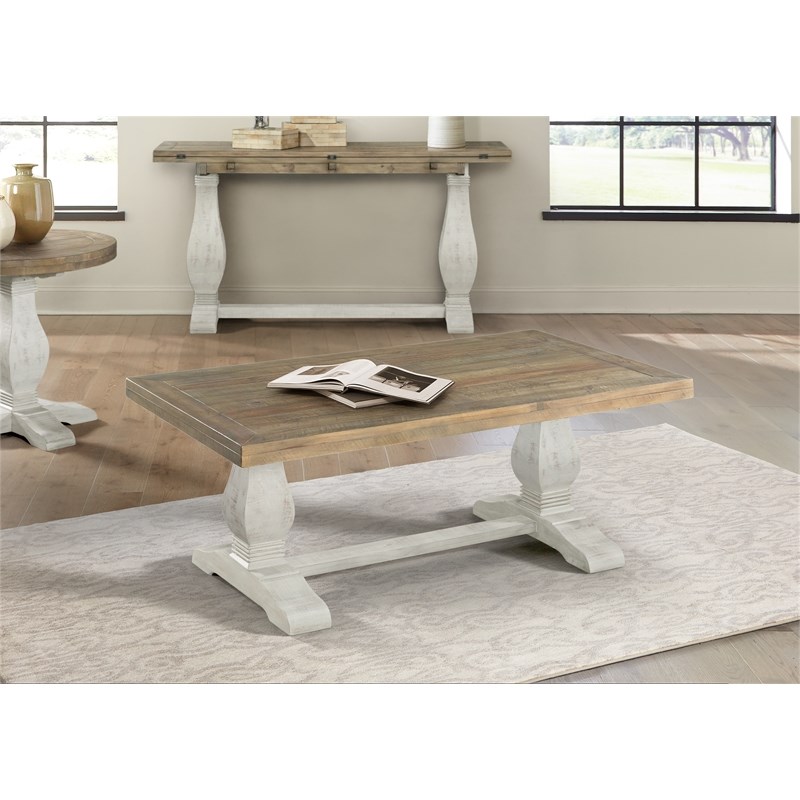 Martin Svensson Home Napa Solid Wood Coffee Table White Stain and Natural Brown