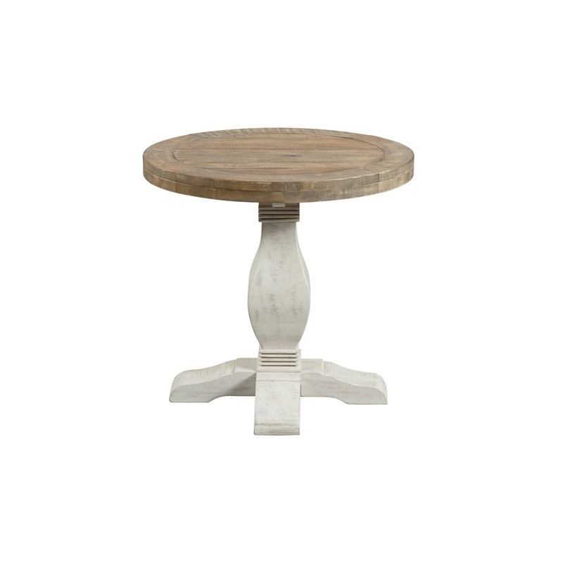 Martin Svensson Home Napa Solid Wood Round End Table White Stain and Natural