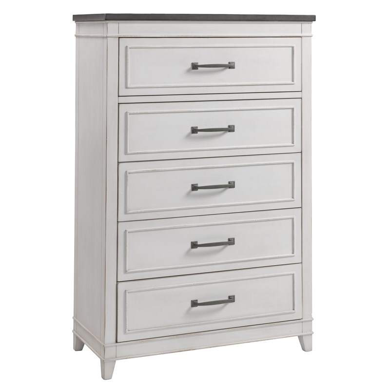 Martin Svensson Home Del Mar 5 Drawer Chest White with Gray Top