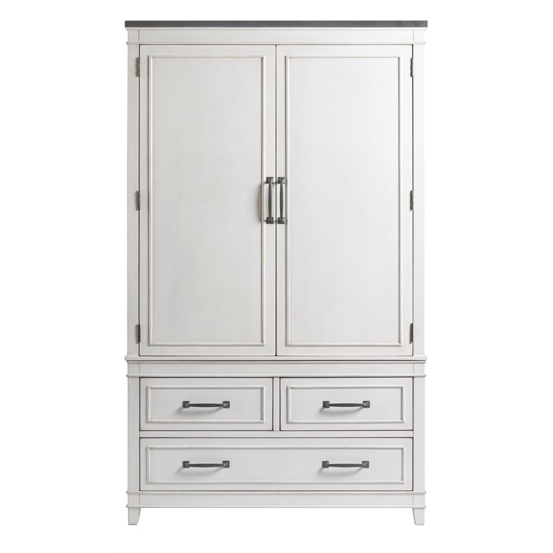 Martin Svensson Home Del Mar 3 Drawer Armoire White with Gray Top