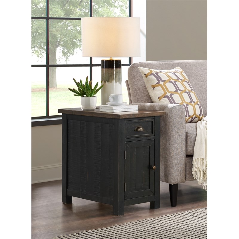 Martin Svensson Home Monterey Chairside Table with Power Black and Brown