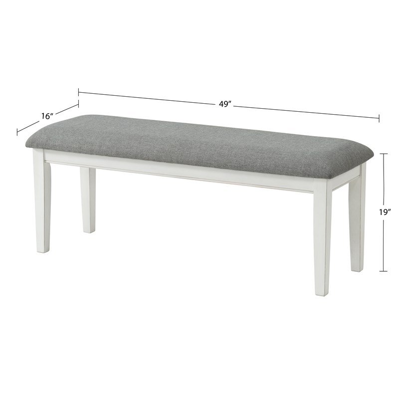 Martin Svensson Home Del Mar Dining Bench Antique White and Grey Linen