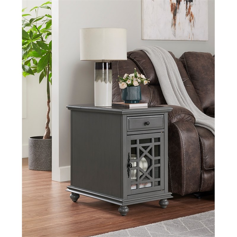 Martin Svensson Home Elegant Chairside Table with Power Gray