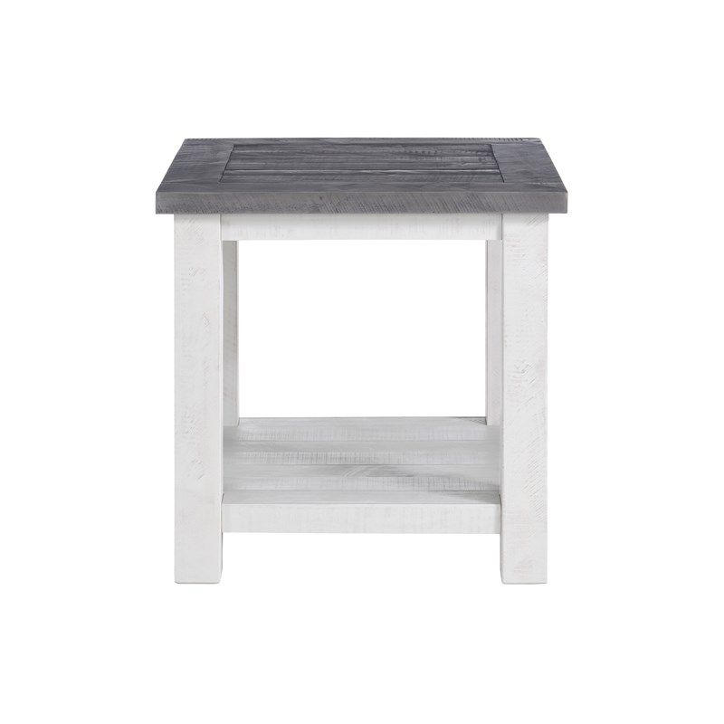 Martin Svensson Home Space Saver White Stain and Grey Solid Wood End Table