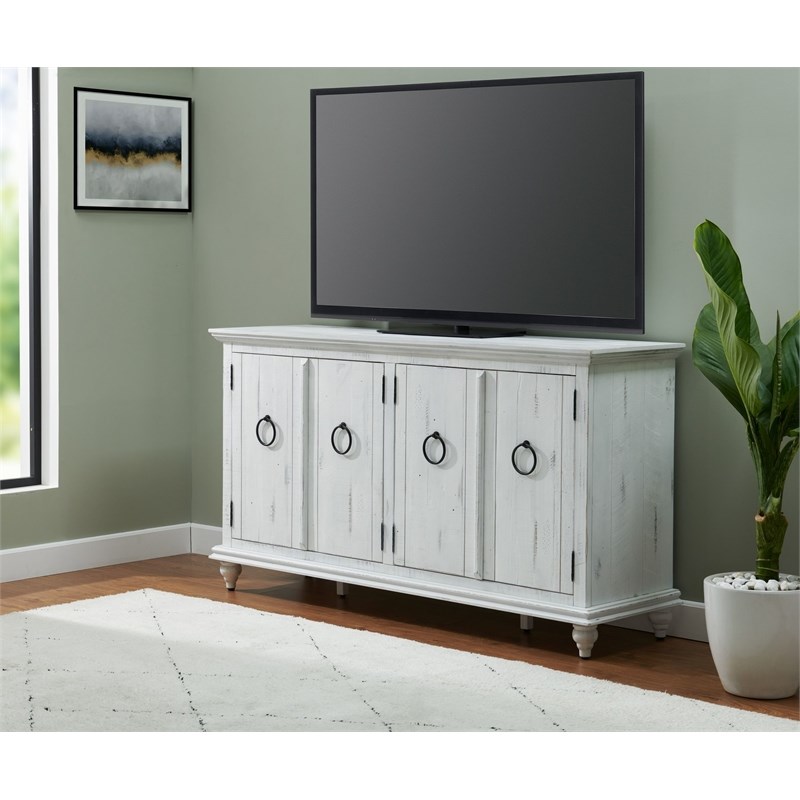 Martin Svensson Home Garden District Rustic White Solid Wood 65" TV