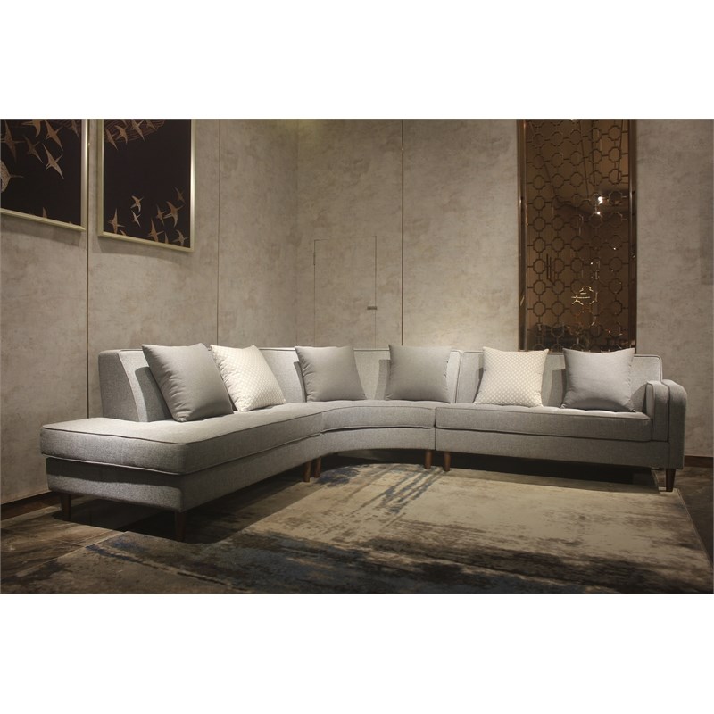 New Spec Valencia Mid Century LHF Sectional in Gray