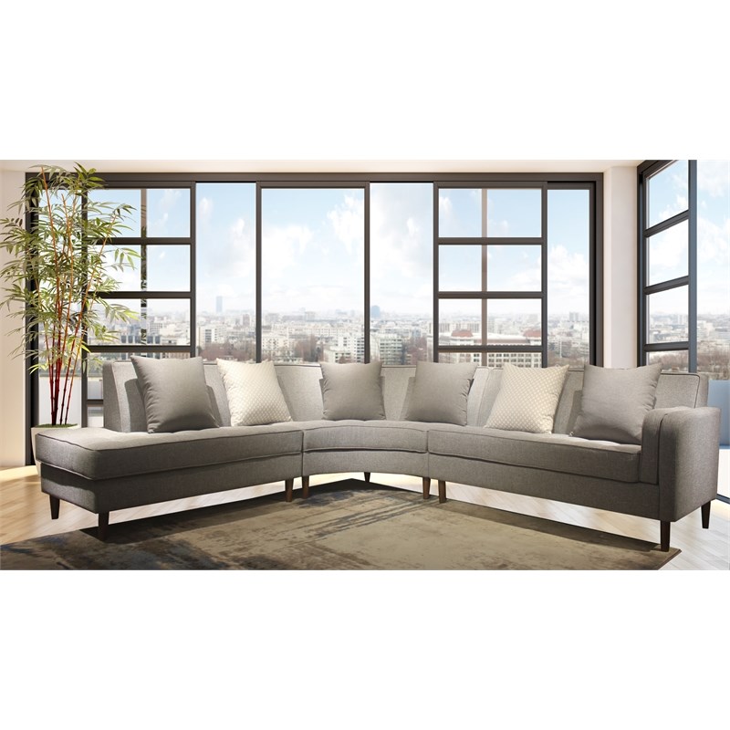 New Spec Valencia Mid Century LHF Sectional in Gray