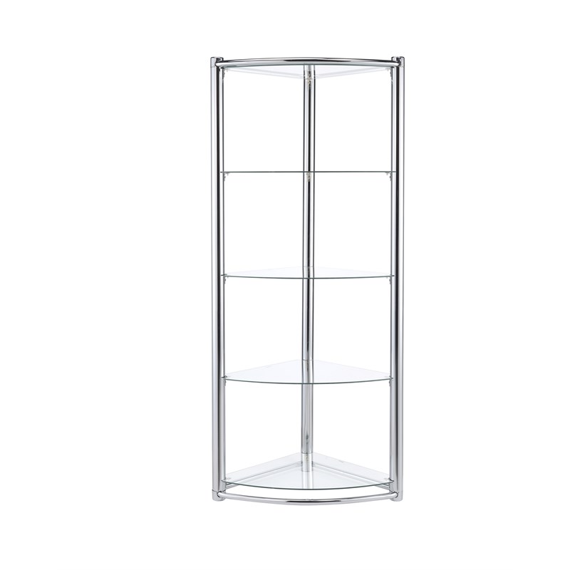 New Spec Contemporary Triangle Display Shelf Tempered Glass In Chrome