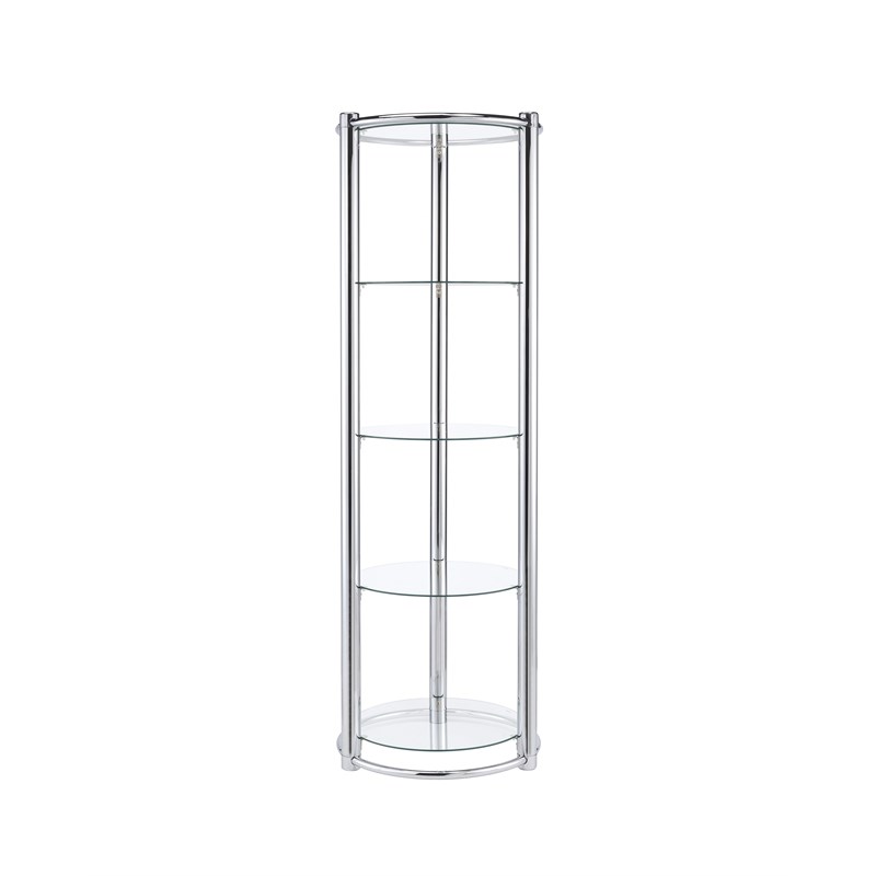 New Spec Contemporary Glass Display Shelf in Chrome | Homesquare