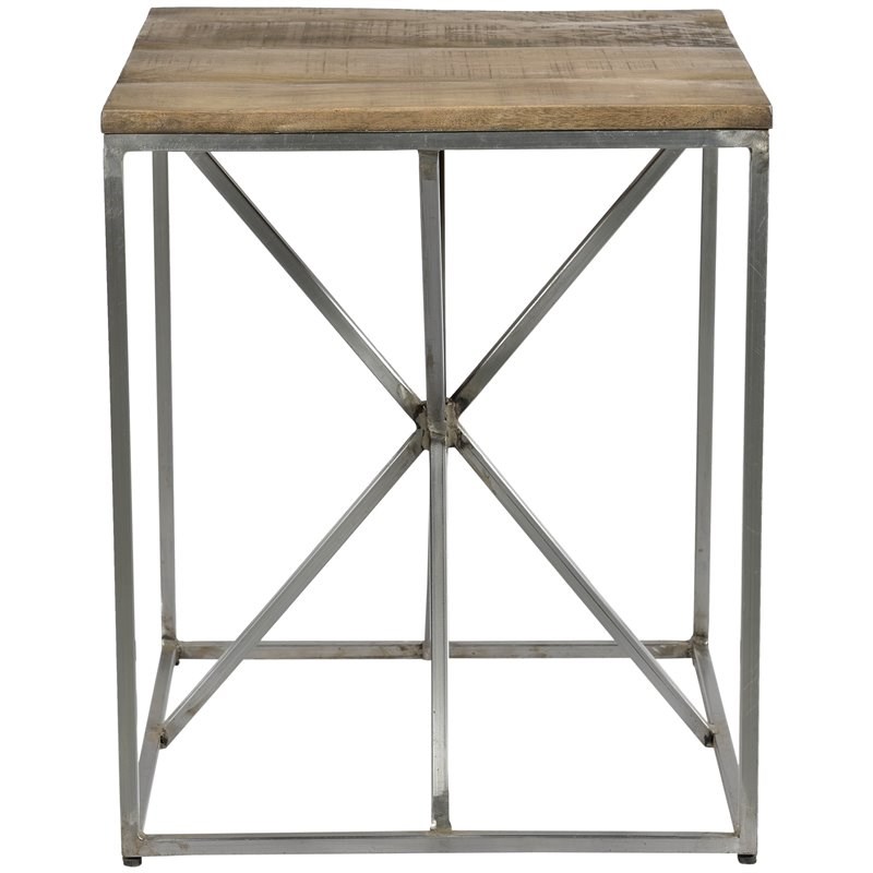Crestview Collection Bengal Manor Asterisk Wood End Table in Pewter