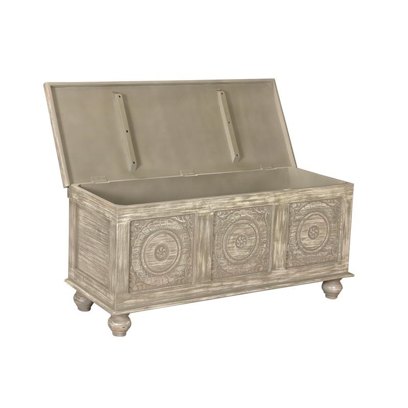 Crestivew Collection Wood Distressed Storage Bench in Gray