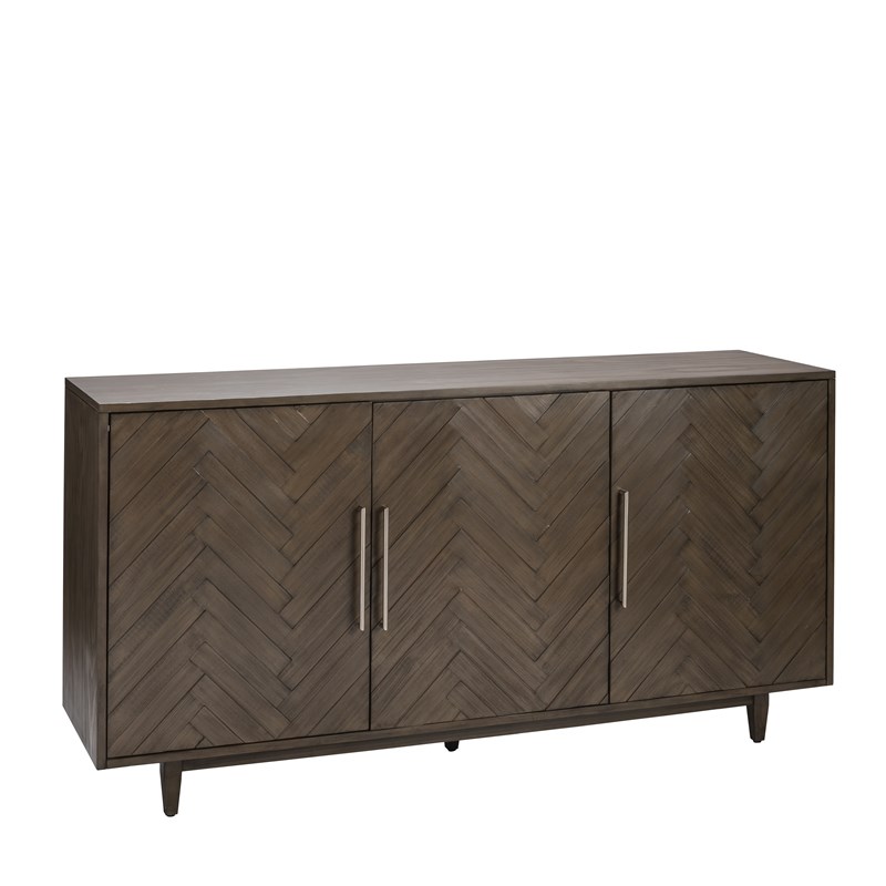 Crestview Collection 3-Door Wood Chevron Pattern Sideboard in Brown ...