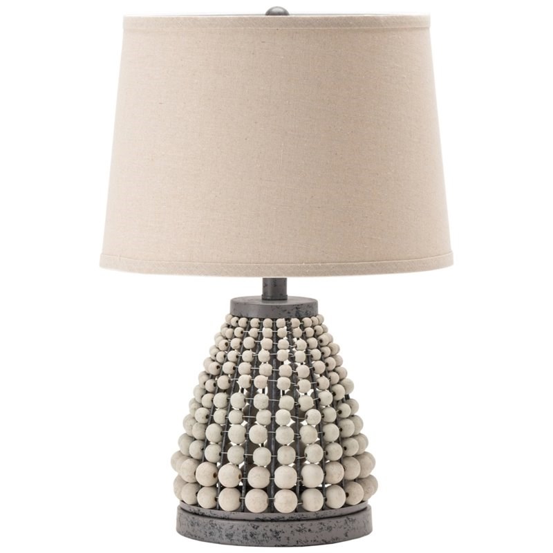 Evolution By Crestview Collection Tara, White Wood Bead Table Lamp