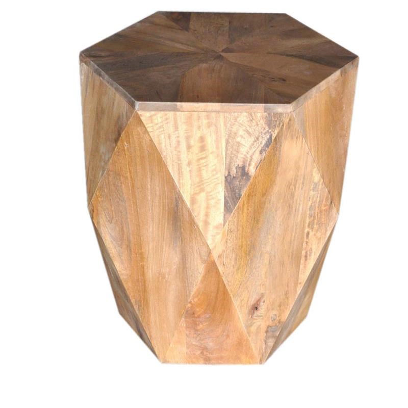 Crestview Collection Goza Solid Wood Block End Table in Brown