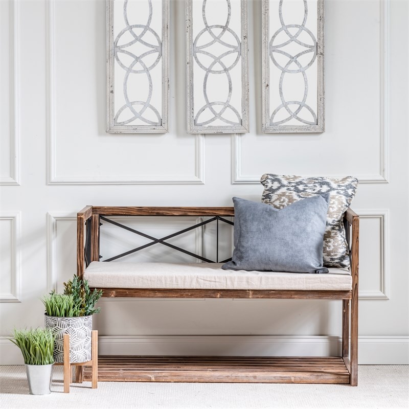 Evolution by Crestview Collection Meredith Wood and Metal Bench in Brown