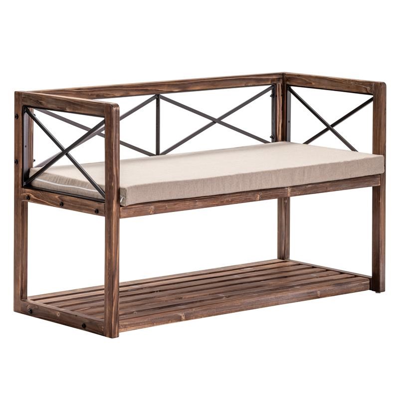 Evolution by Crestview Collection Meredith Wood and Metal Bench in Brown