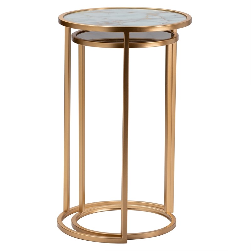 Evolution by Crestview Collection Mary ST/2 Metal Nesting Tables in Gold
