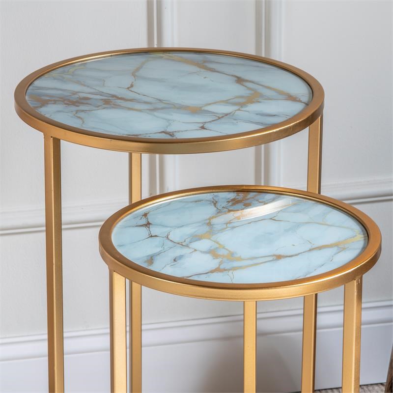 Evolution by Crestview Collection Mary ST/2 Metal Nesting Tables in Gold