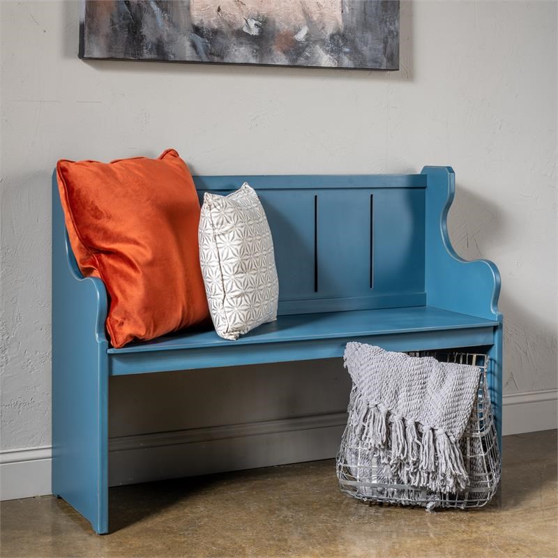 Evolution by Crestview Collection Savannah Wood Church Bench in Blue