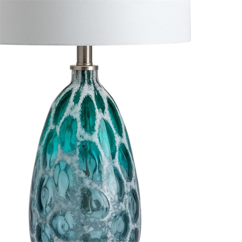 Evolution by Crestview Collection Isabel Glass Table Lamp in Teal Blue