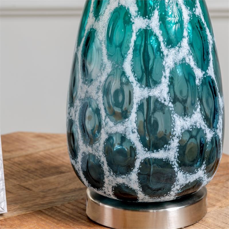 Evolution by Crestview Collection Isabel Glass Table Lamp in Teal Blue