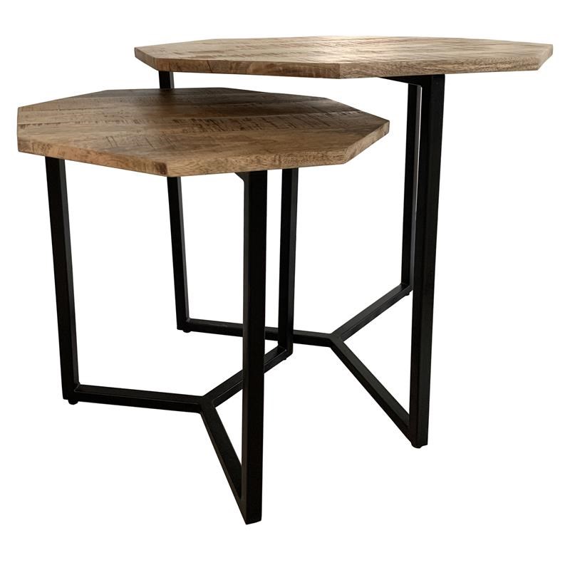 Evolution by Crestview Collection Charles Set of 2 Metal Nesting Tables in Brown