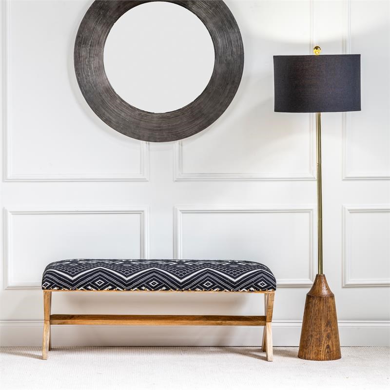 Evolution by Crestview Cassidy Aztec Wood Bench in Black and White
