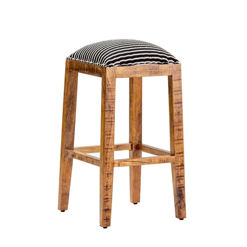 Evolution by Crestview Milly Wood Striped Barstool in Black and White