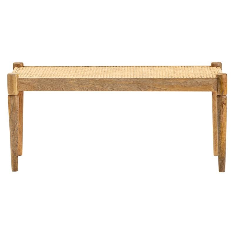 Evolution by Crestview Collection Elena Eyelet Cane Wood Bench in Brown