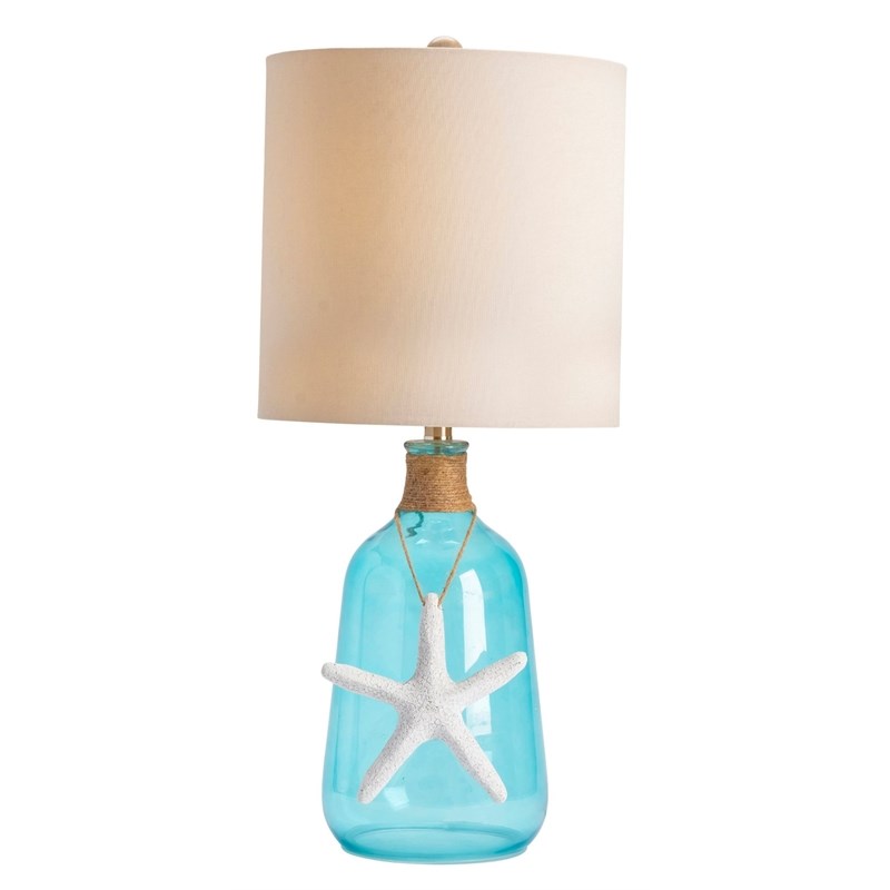 Ocean Breeze Table Lamp Blue Glass, Beach House Style Table Lamps