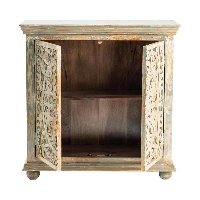 bengal manor mango wood carved 2 door cabinet gray - cvfnr458