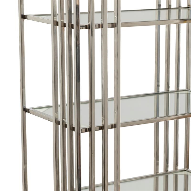 Drexel Metal and Glass Etagere Silver Metal
