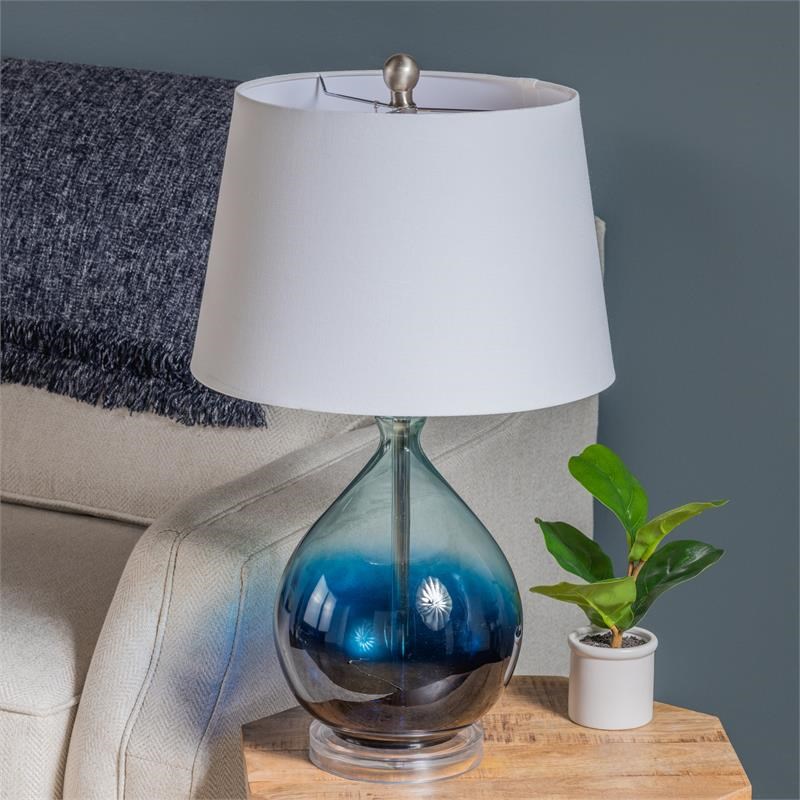 Evolution by Crestview Collection Tasia Ombre Glass Table Lamp in Blue