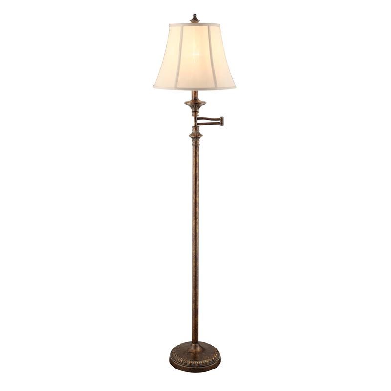 Barton Swing Arm Floor Lamp Gold Metal, Floor Lamps With Extended Arm