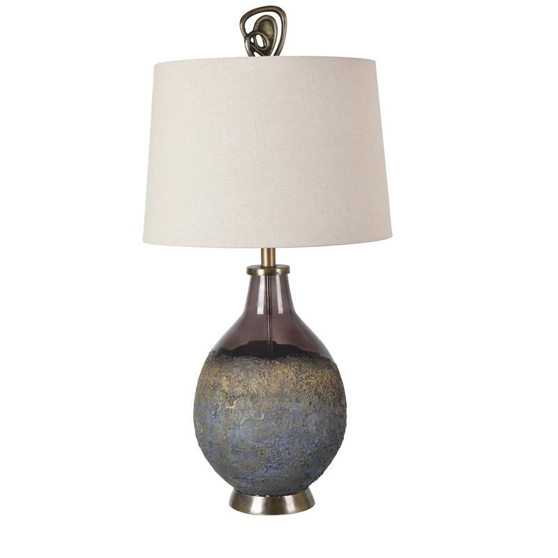 Kai Molten Earth Texture Table Lamp With Special Finial Black Glass